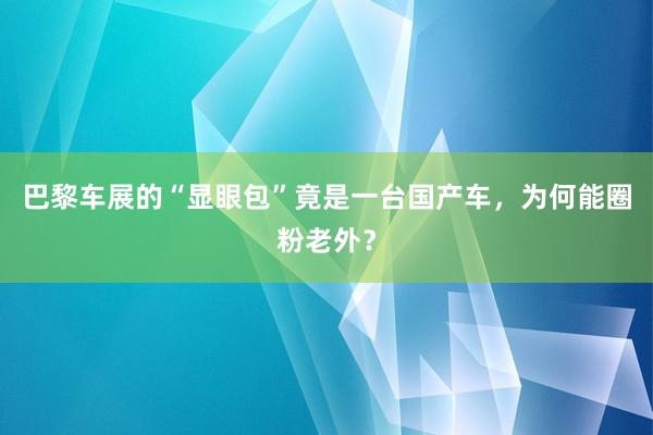 巴黎车展的“显眼包”竟是一台国产车，为何能圈粉老外？