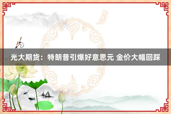 光大期货：特朗普引爆好意思元 金价大幅回踩